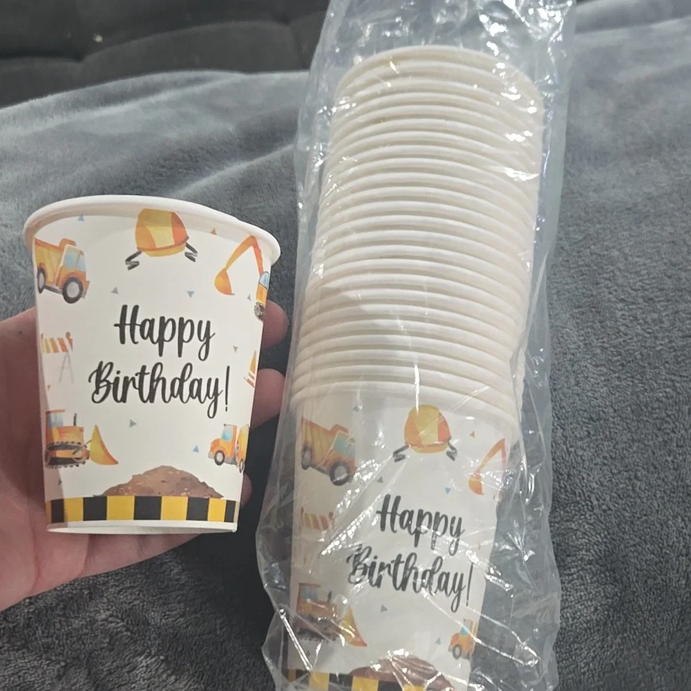 Construction Theme Birthday Party Set - Cups, Plates, Napkins & Tablecloths
